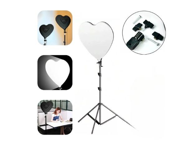 &uu PANEL LED ARO CORAZON SELFIE CELULAR + TRIPODE
